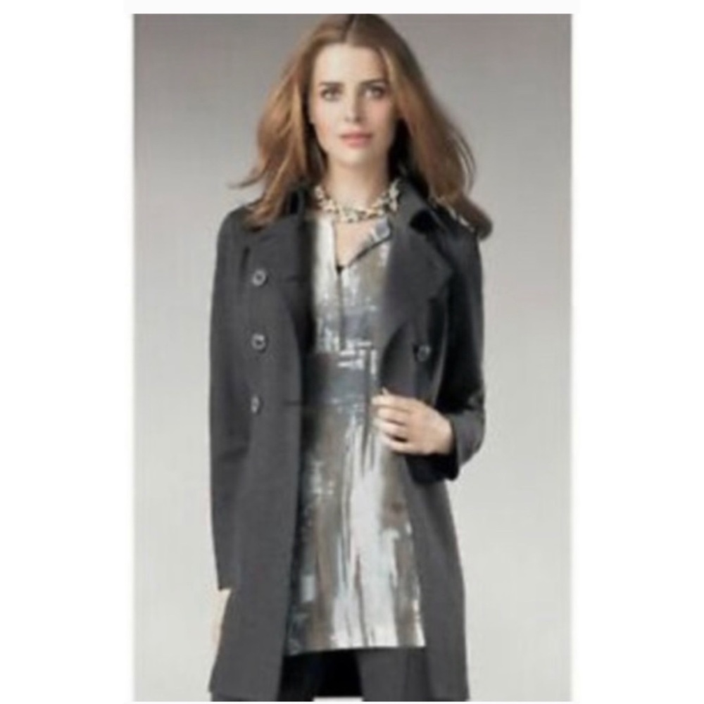 CAbi Casablanca Heather Gray Ponte Knit Trench Coat Size XL
